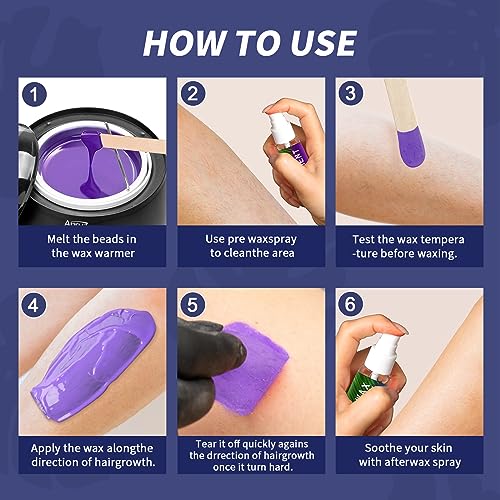 ANRUZ Waxing Kit with Silicone Bowl and Accessories