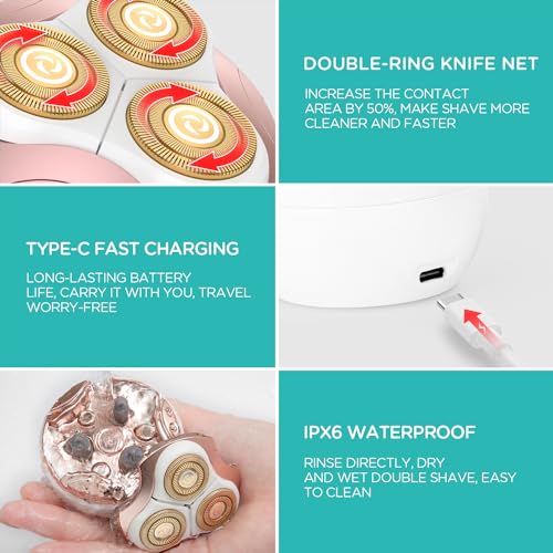 VOGOE Women's Waterproof Electric Shaver and Trimmer