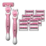 DreamGenius 6-Blade Women's Razor Set, Pink