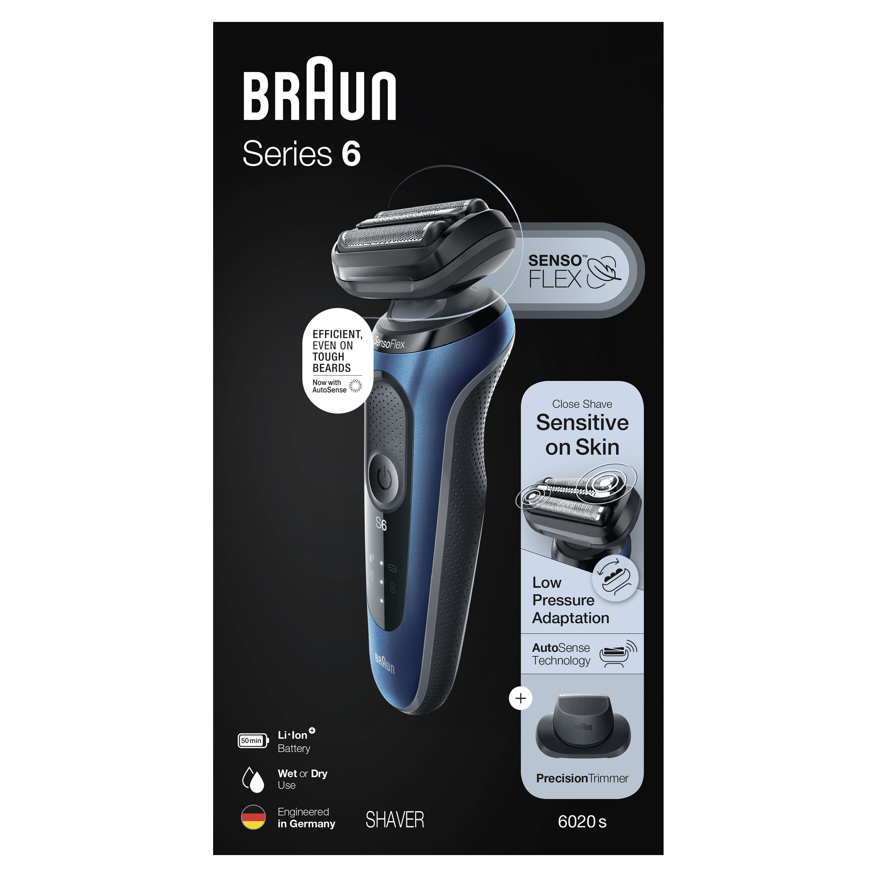 Braun 6020s Men's Electric Shaver, Blue
