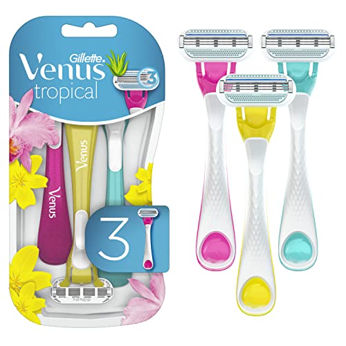 3 Gillette Venus Tropical Women's Razors with Scented Handles