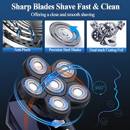 6-in-1 Cordless Electric Head Shaver for Men