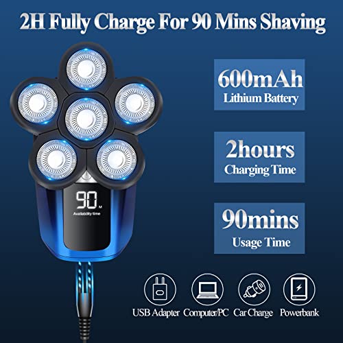 6-in-1 Cordless Electric Head Shaver for Men
