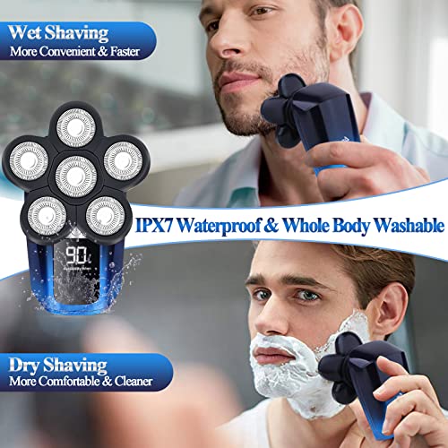 6-in-1 Cordless Electric Head Shaver for Men