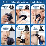 6-in-1 Cordless Electric Head Shaver for Men