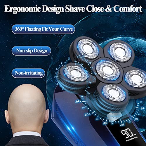 6-in-1 Cordless Electric Head Shaver for Men