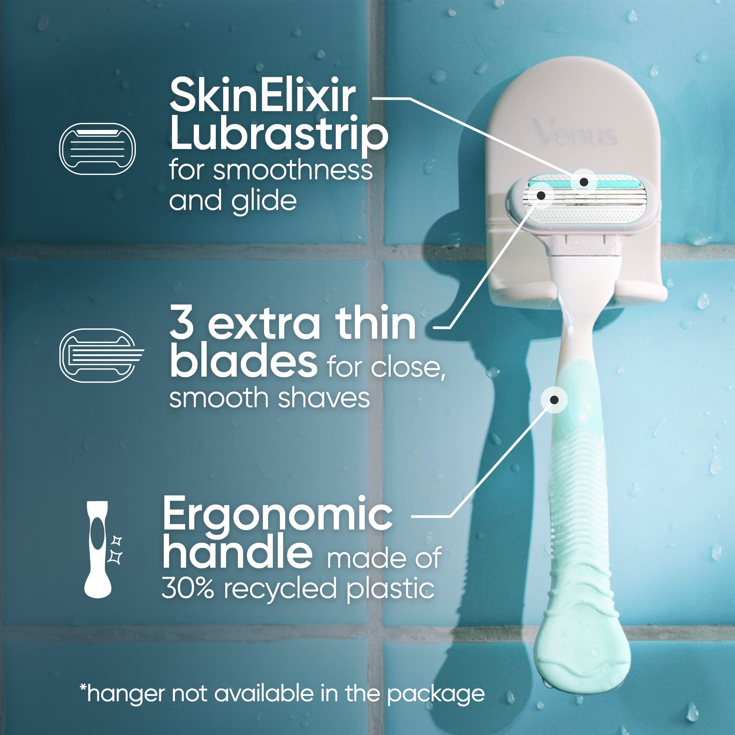 Venus Smooth Sensitive Razor Handle and 2 Blades