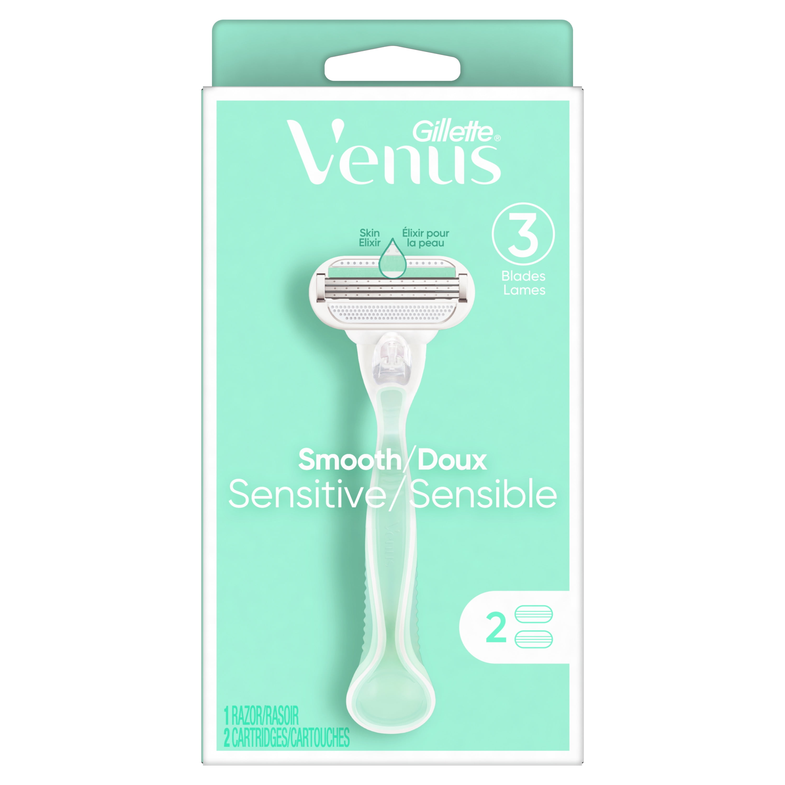 Venus Smooth Sensitive Razor Handle and 2 Blades