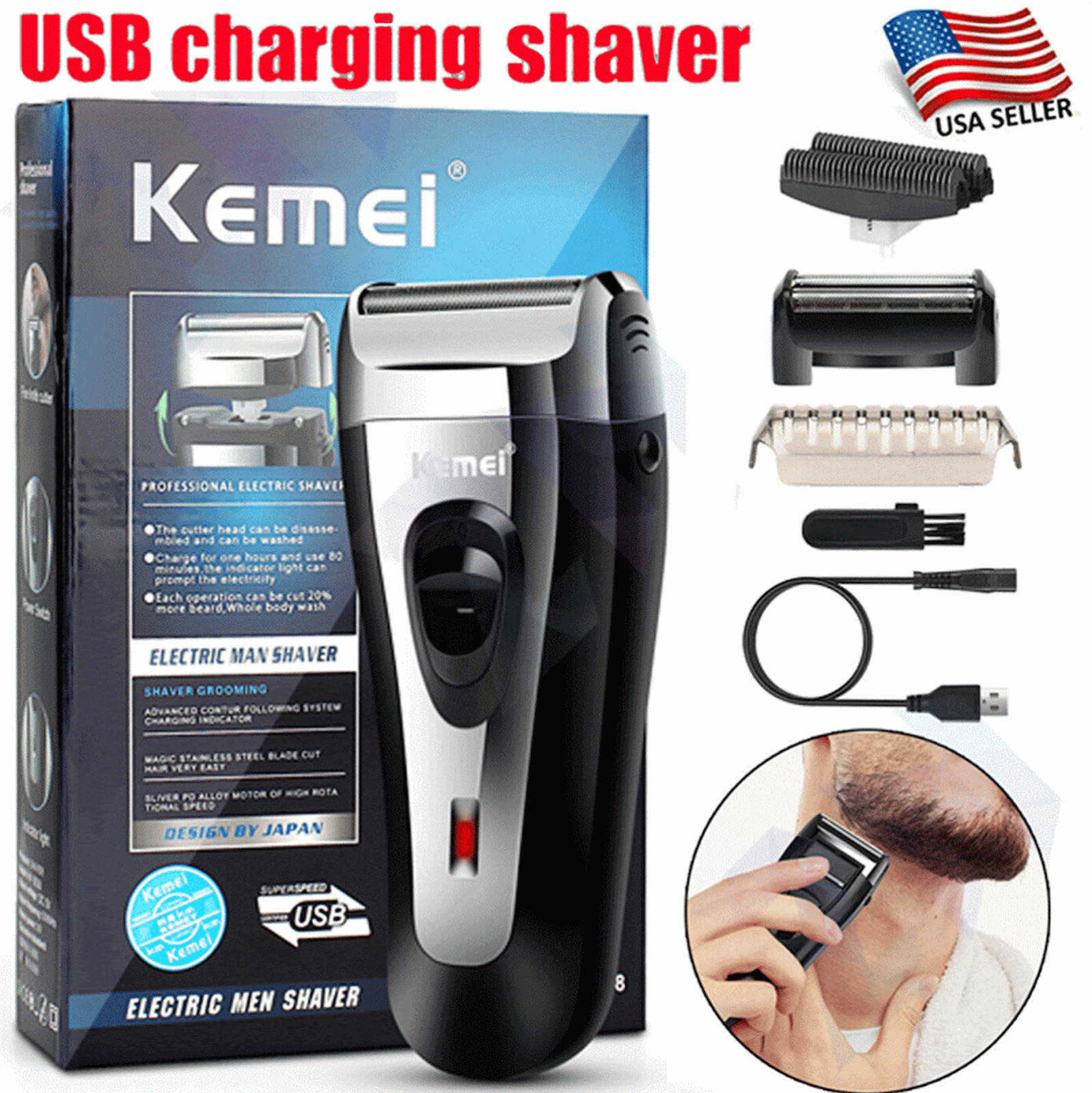 Rechargeable USB Men's Electric Shaver Razor