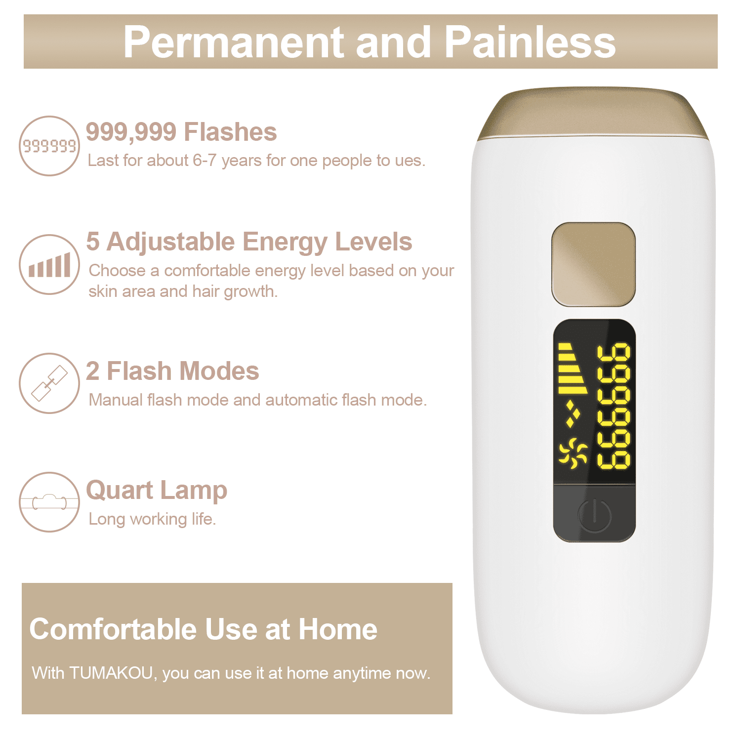 TUMAKOU IPL Hair Removal Device for Smooth Skin