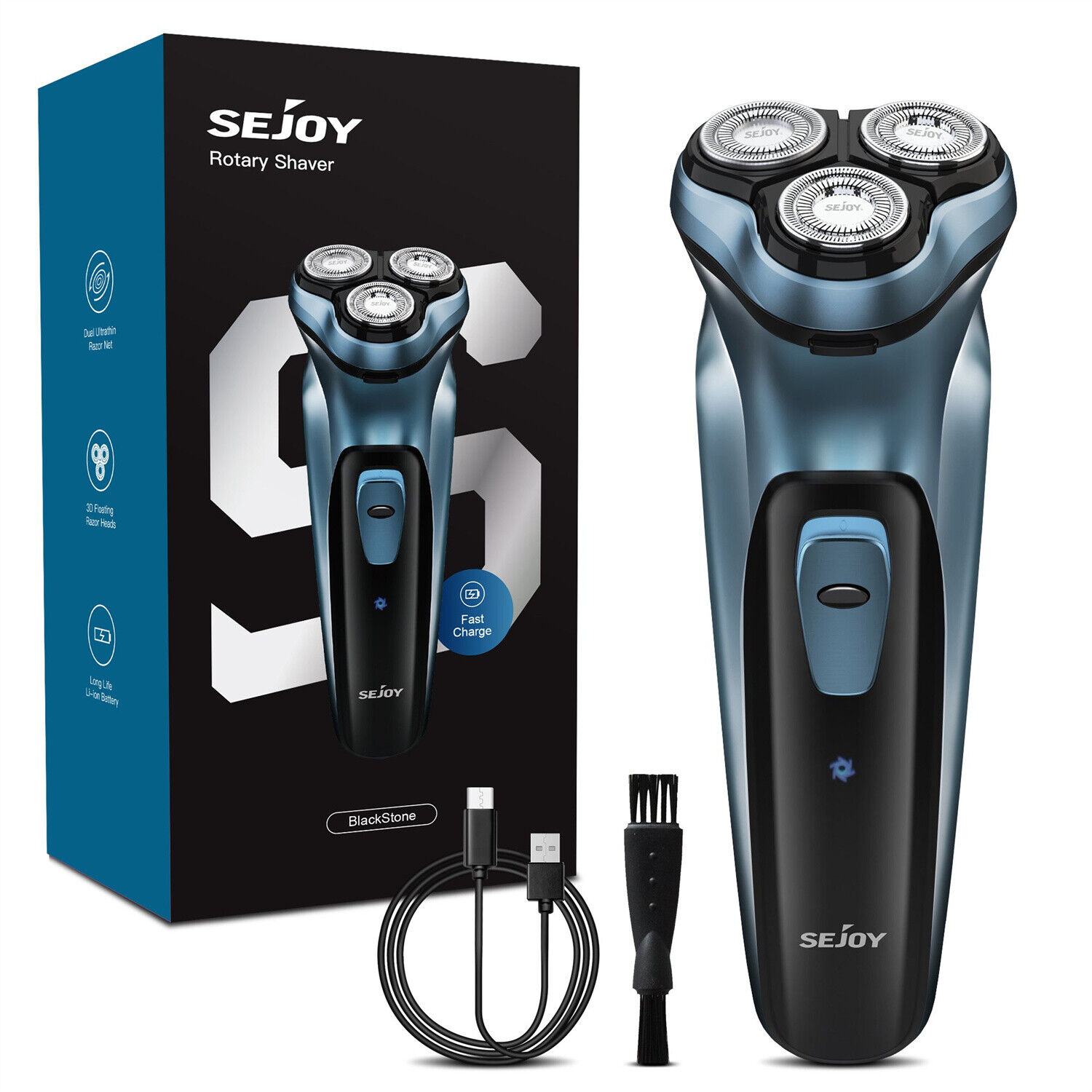Waterproof Electric Rotary Shaver with Trimmer