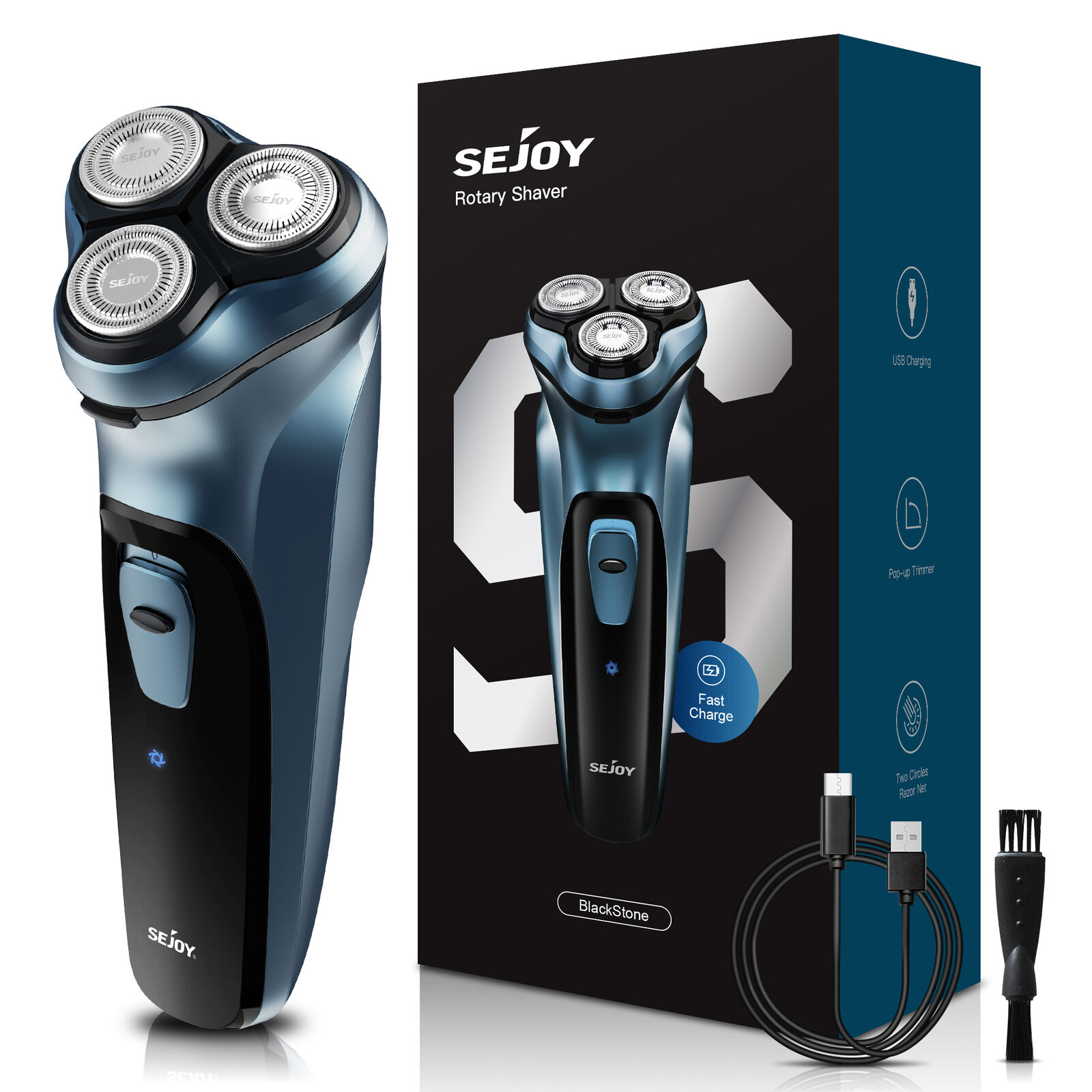 SEJOY Men's Electric Razor with Pop-up Trimmer & LCD
