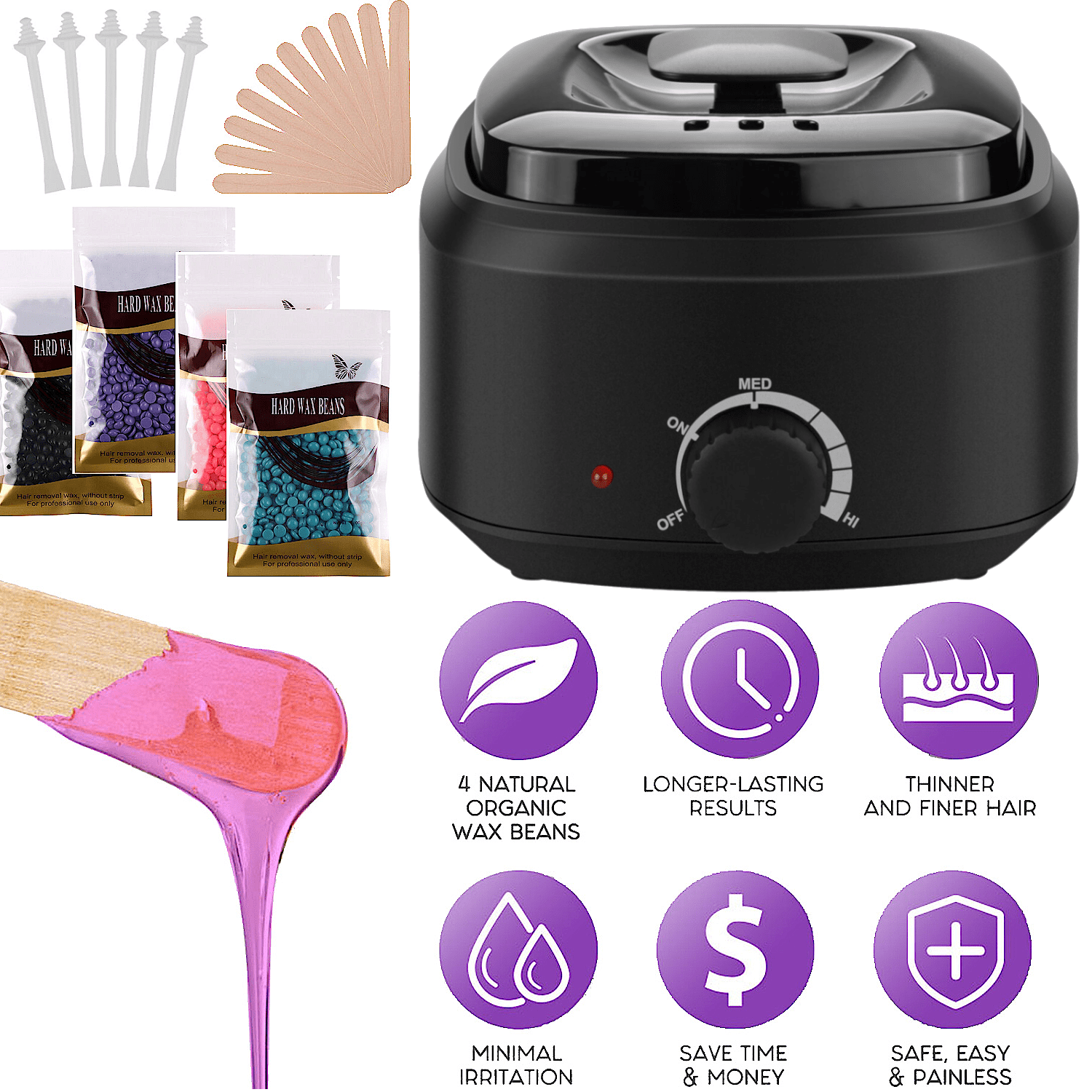 AGPTEK Home Waxing Kit with Wax Beans and Sticks