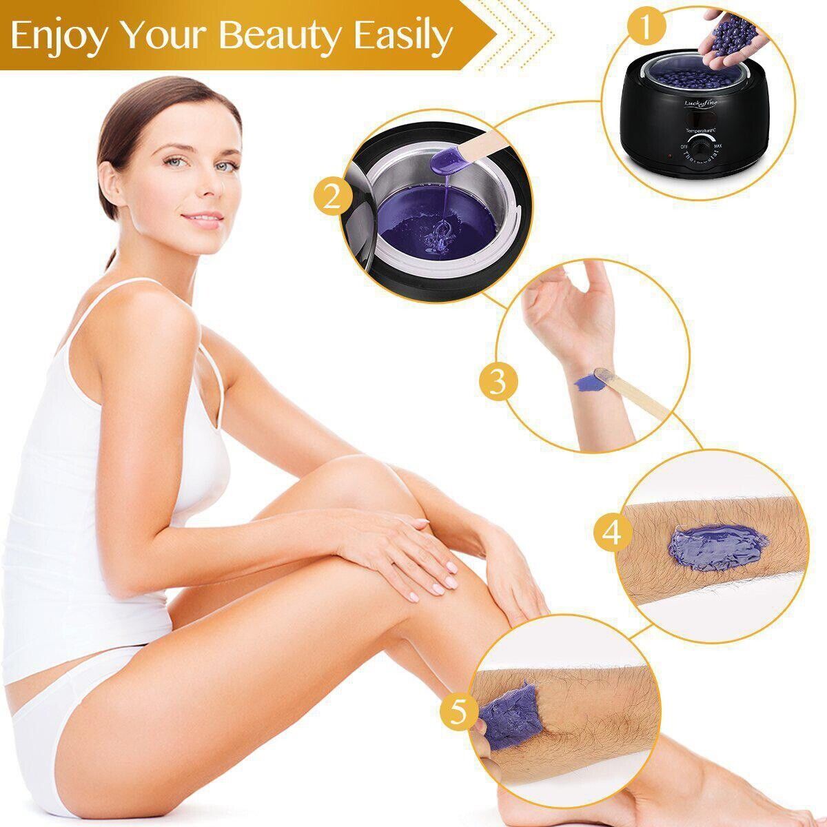 Painless Wax Warmer Kit for Home Hair Removal