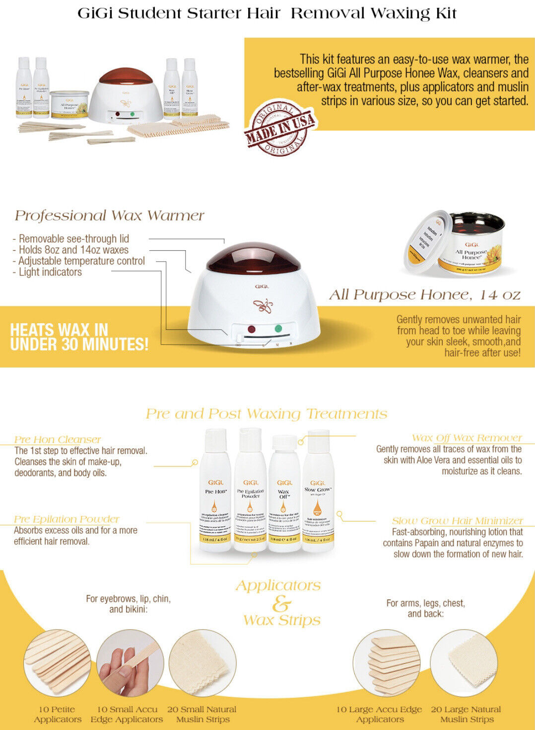 GiGi Student Waxing Kit with Warmer and Strips