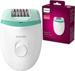 Philips Satinelle Essential Corded Epilator, White/Green