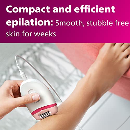 Philips Satinelle Essential Corded Epilator, White/Pink