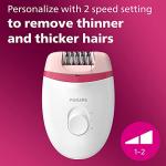 Philips Satinelle Essential Corded Epilator, White/Pink