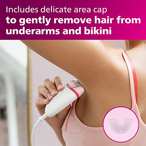 Philips Satinelle Essential Corded Epilator, White/Pink