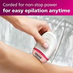 Philips Satinelle Essential Corded Epilator, White/Pink