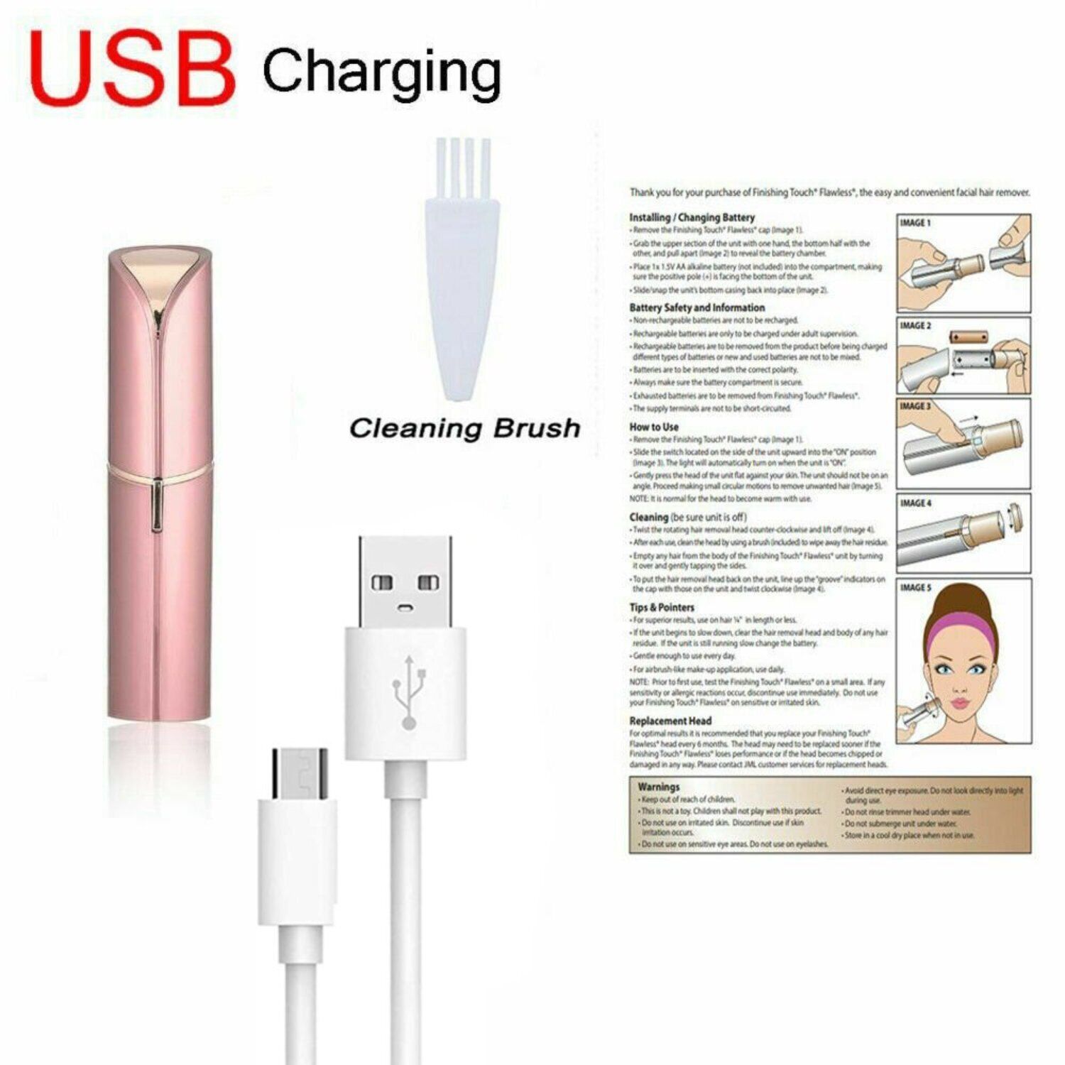 Flawless Facial Hair Remover - USB Rechargeable