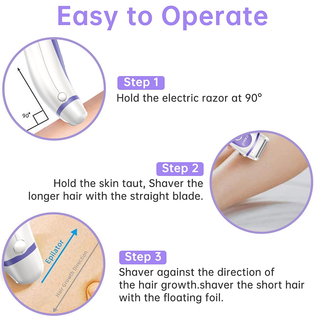 Cshid 3-in-1 Women's Electric Shaver Kit