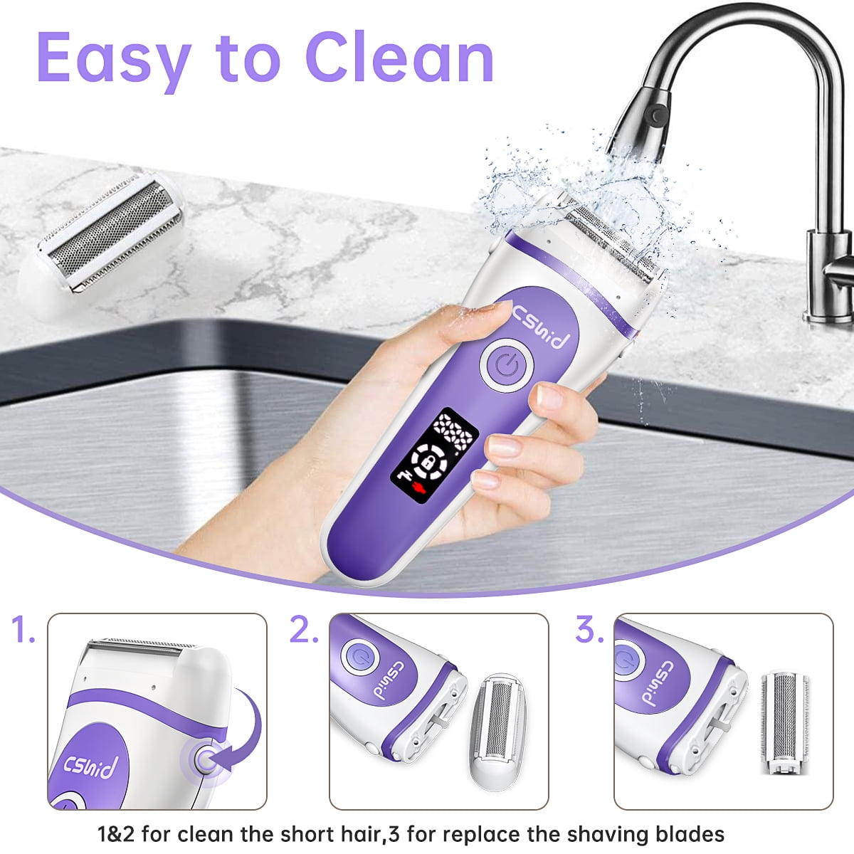 Cshid 3-in-1 Women's Electric Shaver Kit