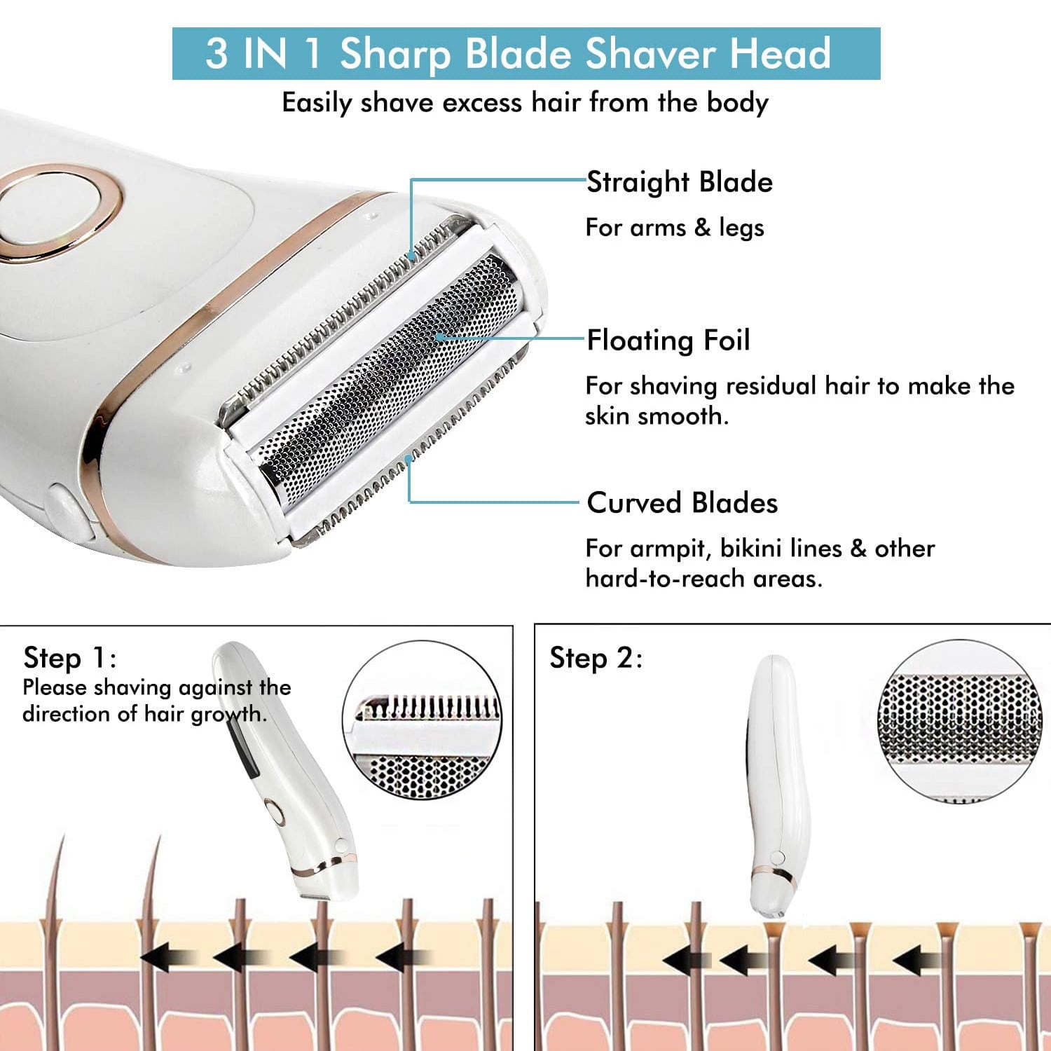 3-in-1 Women's Electric Shaver & Trimmer