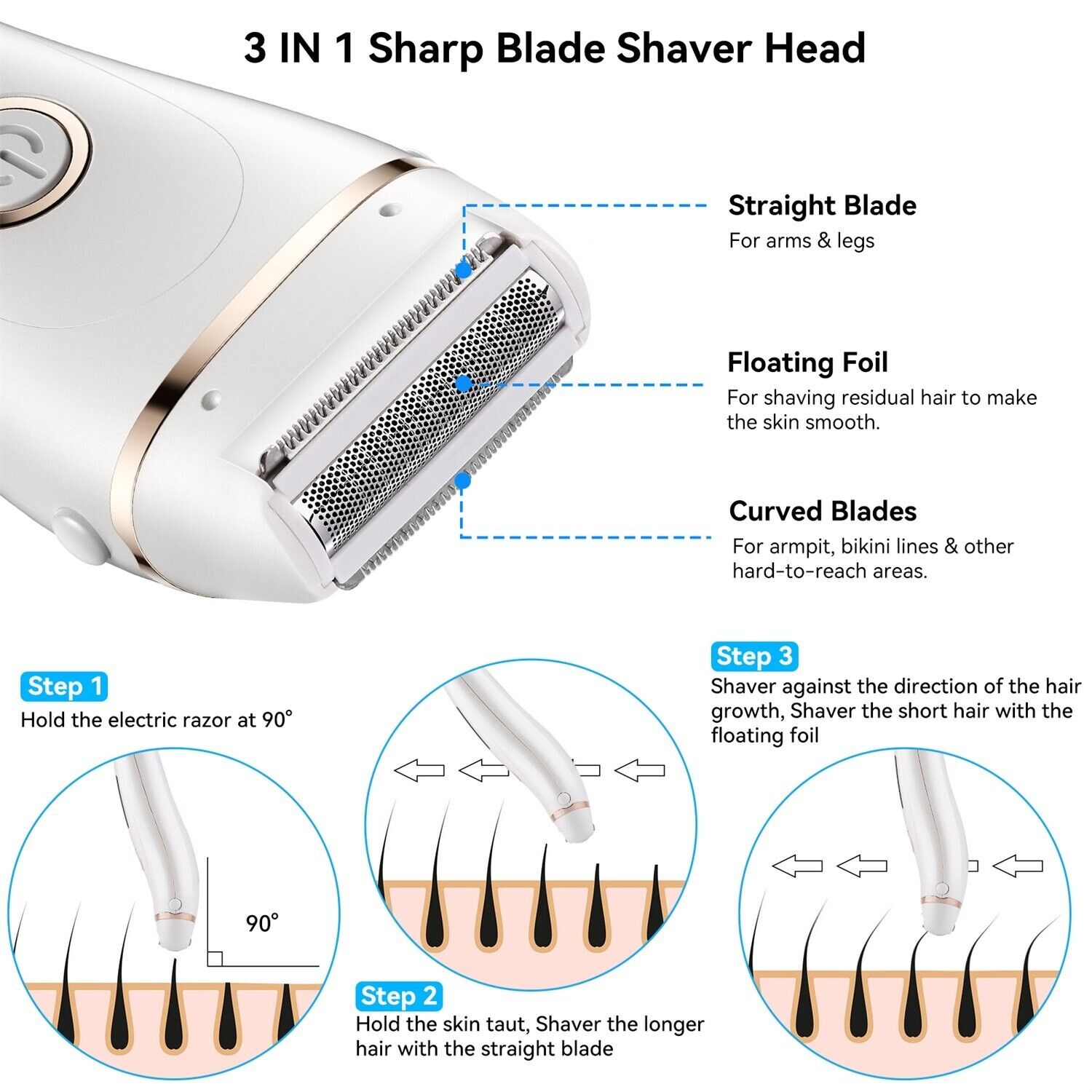 Rechargeable 3-in-1 Wet & Dry Lady Shaver