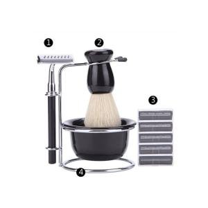 Follure Stainless Steel Shaving Set with Brush