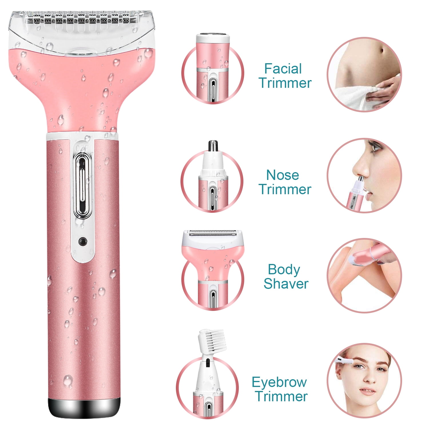 4-in-1 Rechargeable Women's Electric Shaver Kit