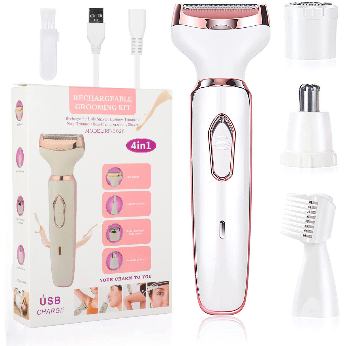Cordless 4-in-1 Electric Lady Shaver and Trimmer