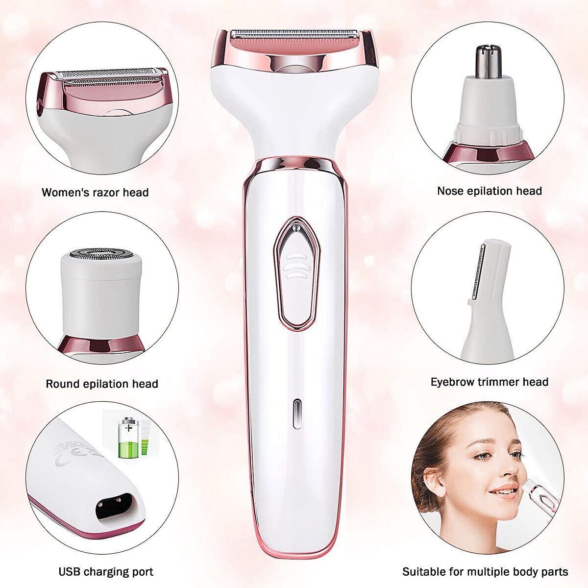 Cordless 4-in-1 Electric Lady Shaver and Trimmer