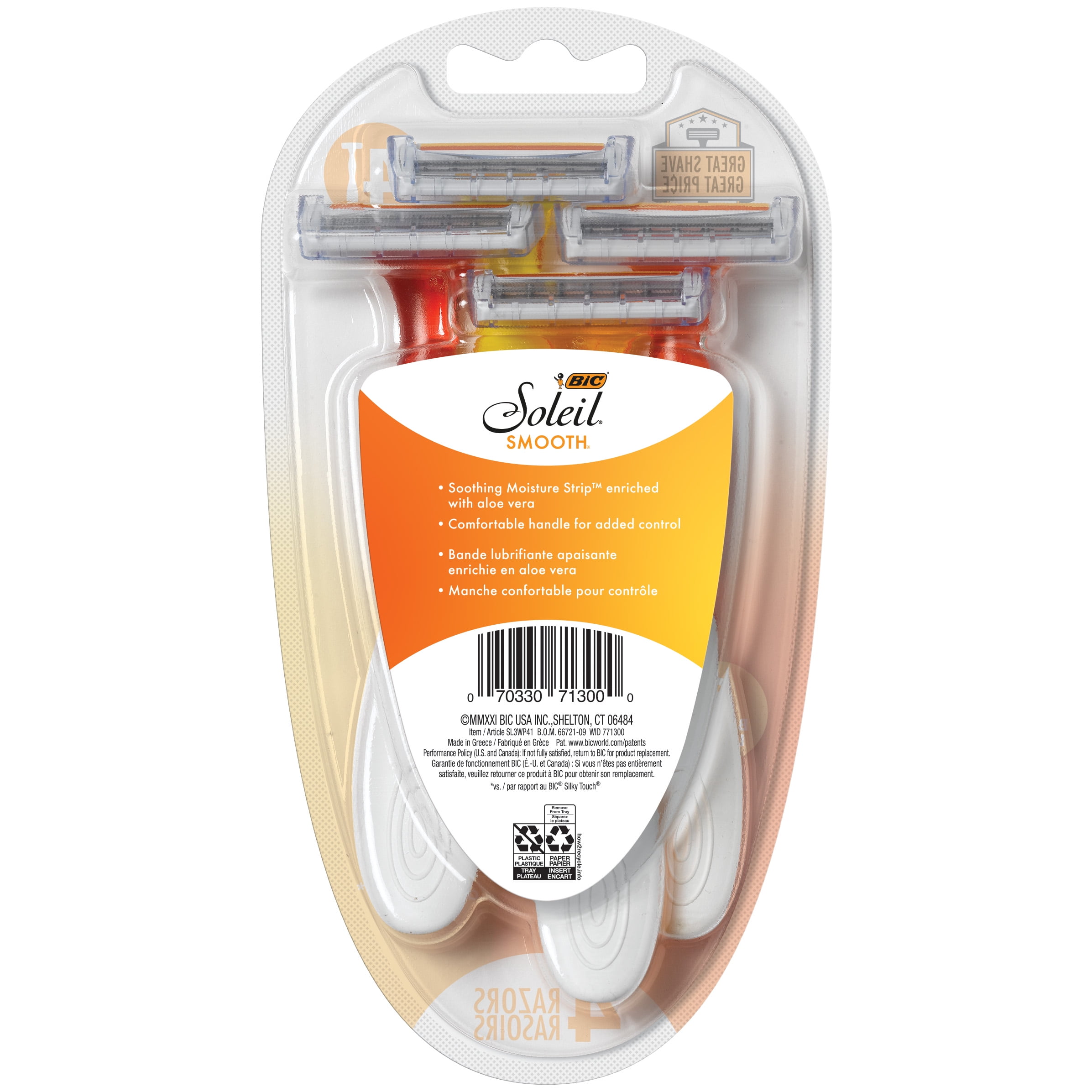 BIC Soleil Smooth Women's Disposable Razors, 4-Pack