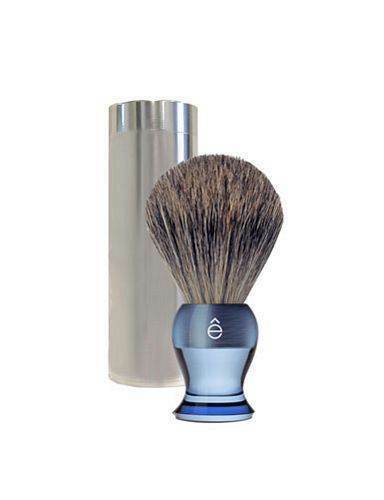 eShave Blue Badger Travel Shaving Brush with Canister