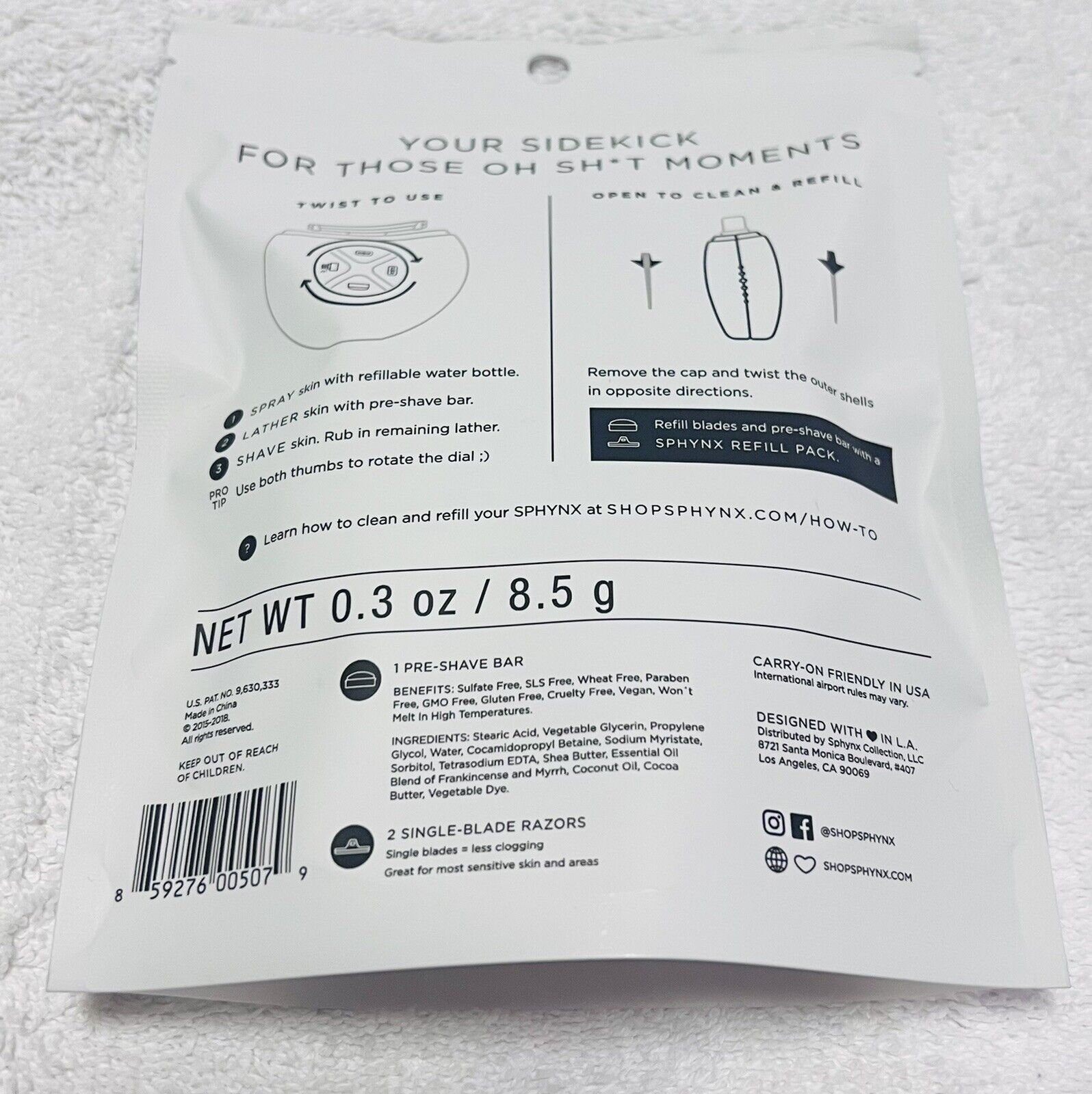 Sphynx 3-in-1 Women's Travel Razor - Pink