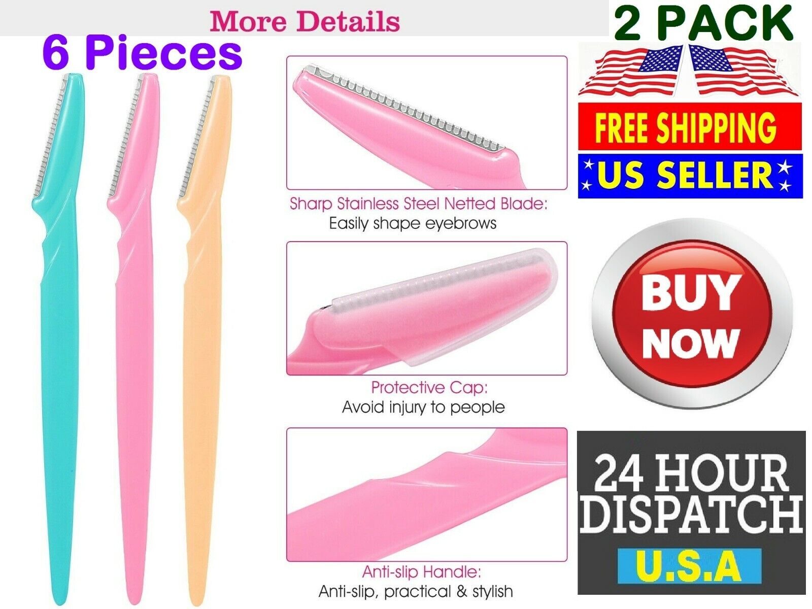 Dorco Tinkle Eyebrow Razor - 3 Pack Trimmer