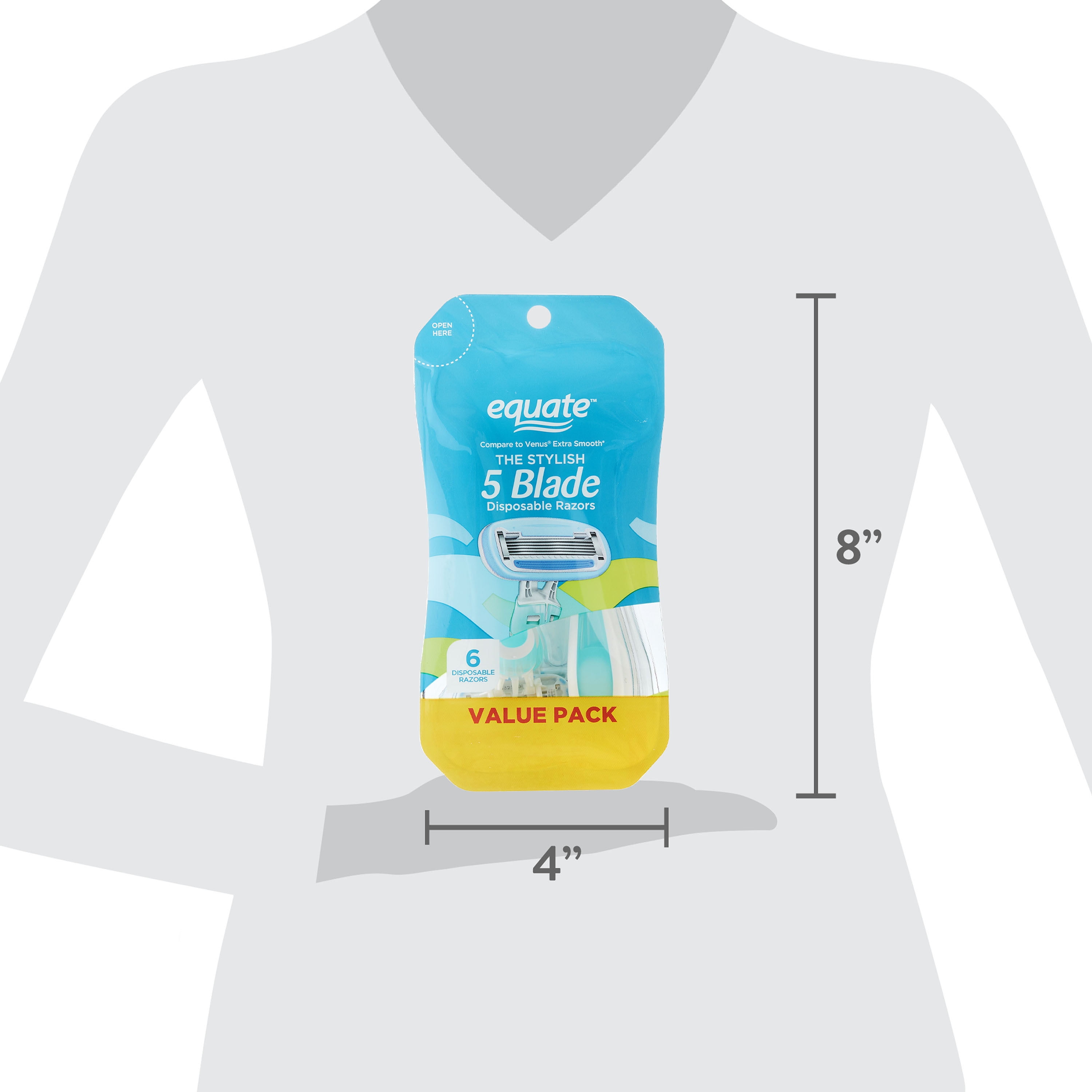 Equate Women's 5-Blade Disposable Razors, 6 Pack