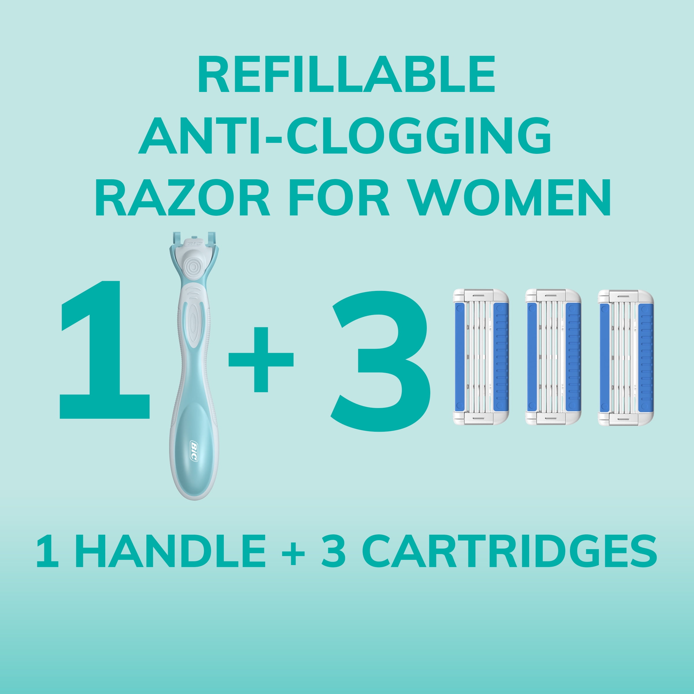 BIC EasyRinse Refillable Women's Razor with Blades