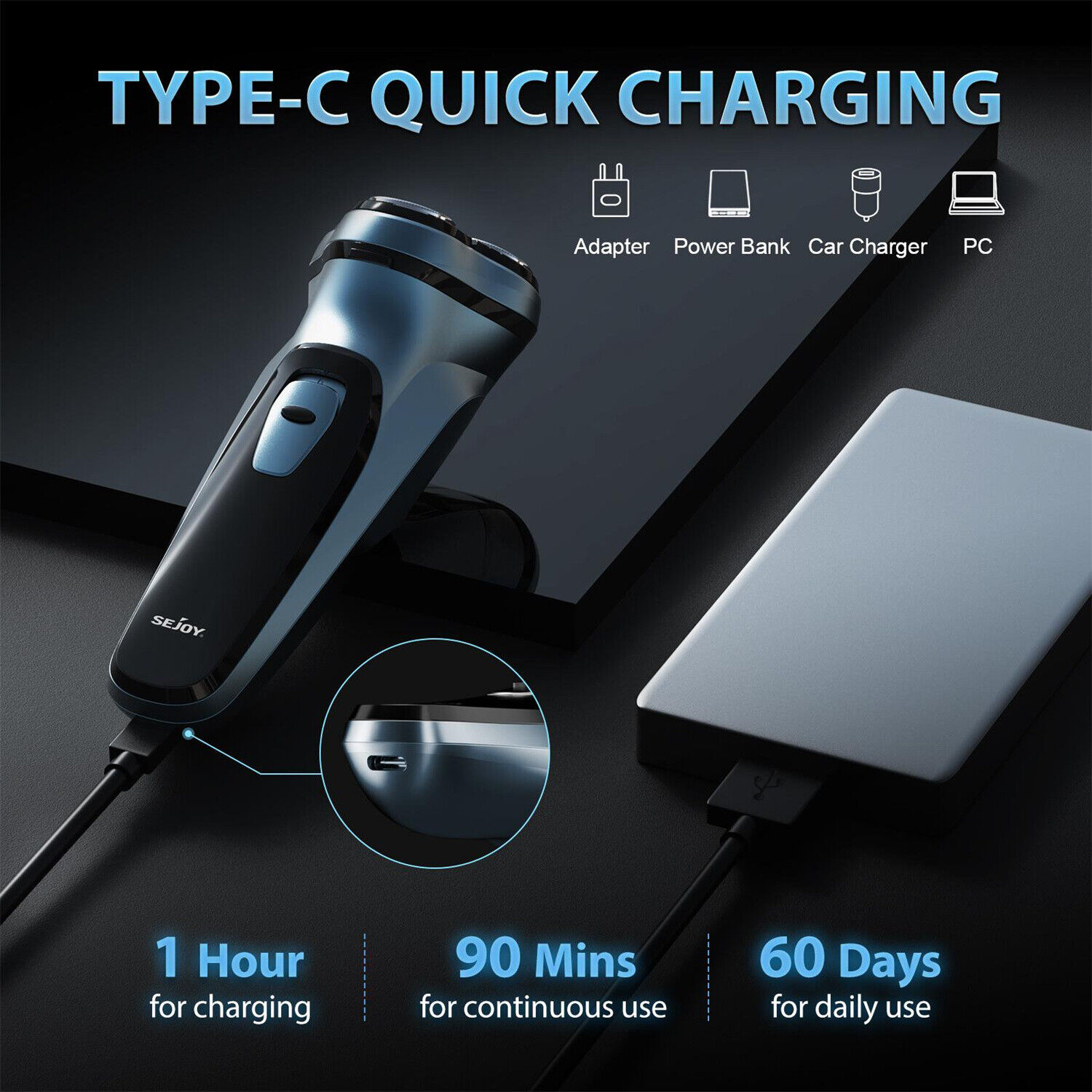 Men's Rechargeable Electric Beard Trimmer Razor