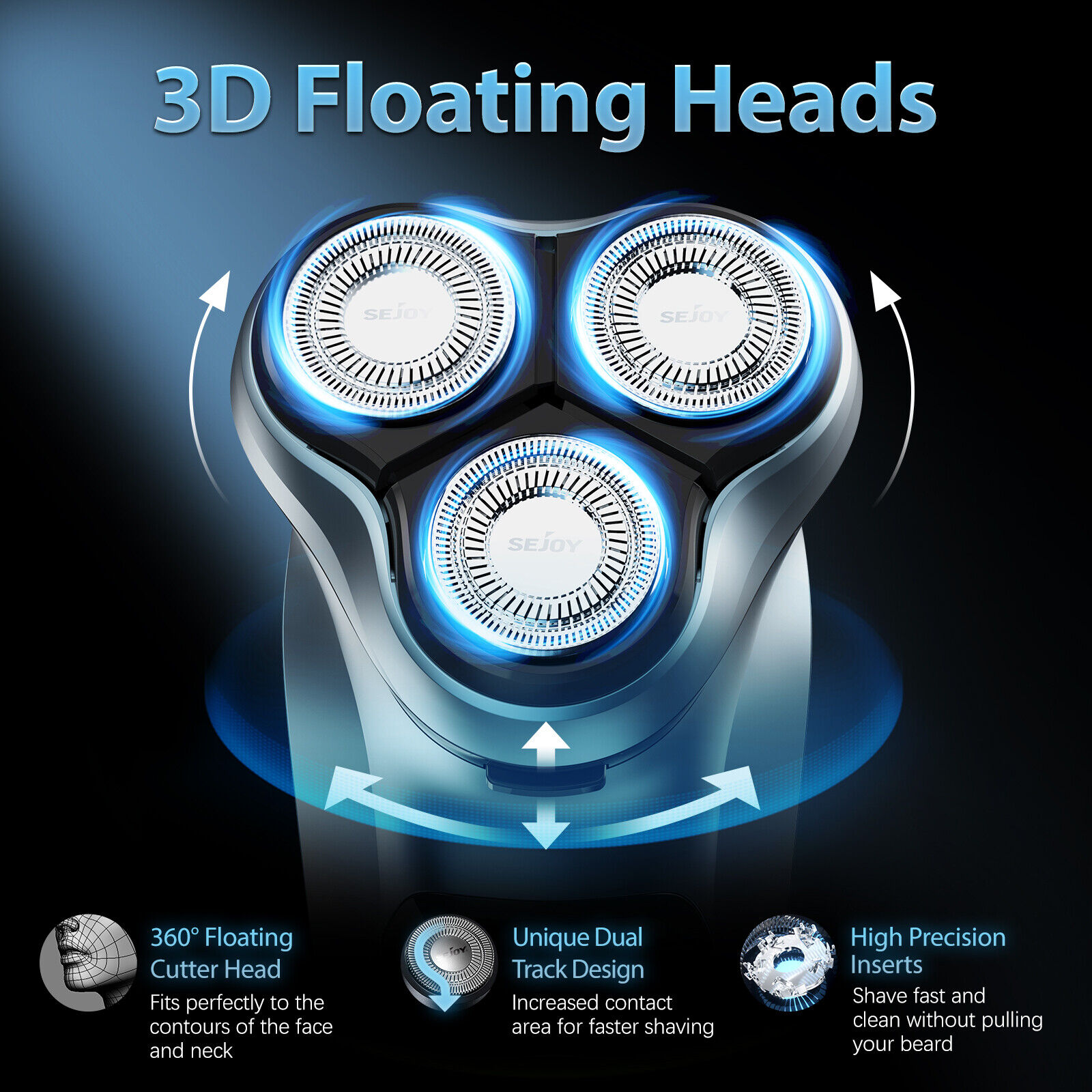 SEJOY Rechargeable Electric Shaver with Sideburn Trimmer