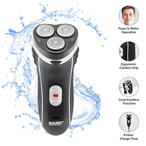 Bauer Men's Rechargeable Cordless Shaver with Trimmer