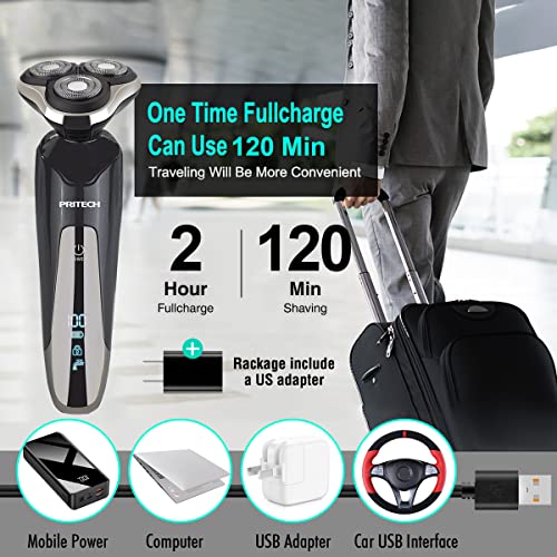PRITECH Waterproof Cordless Electric Razor for Men