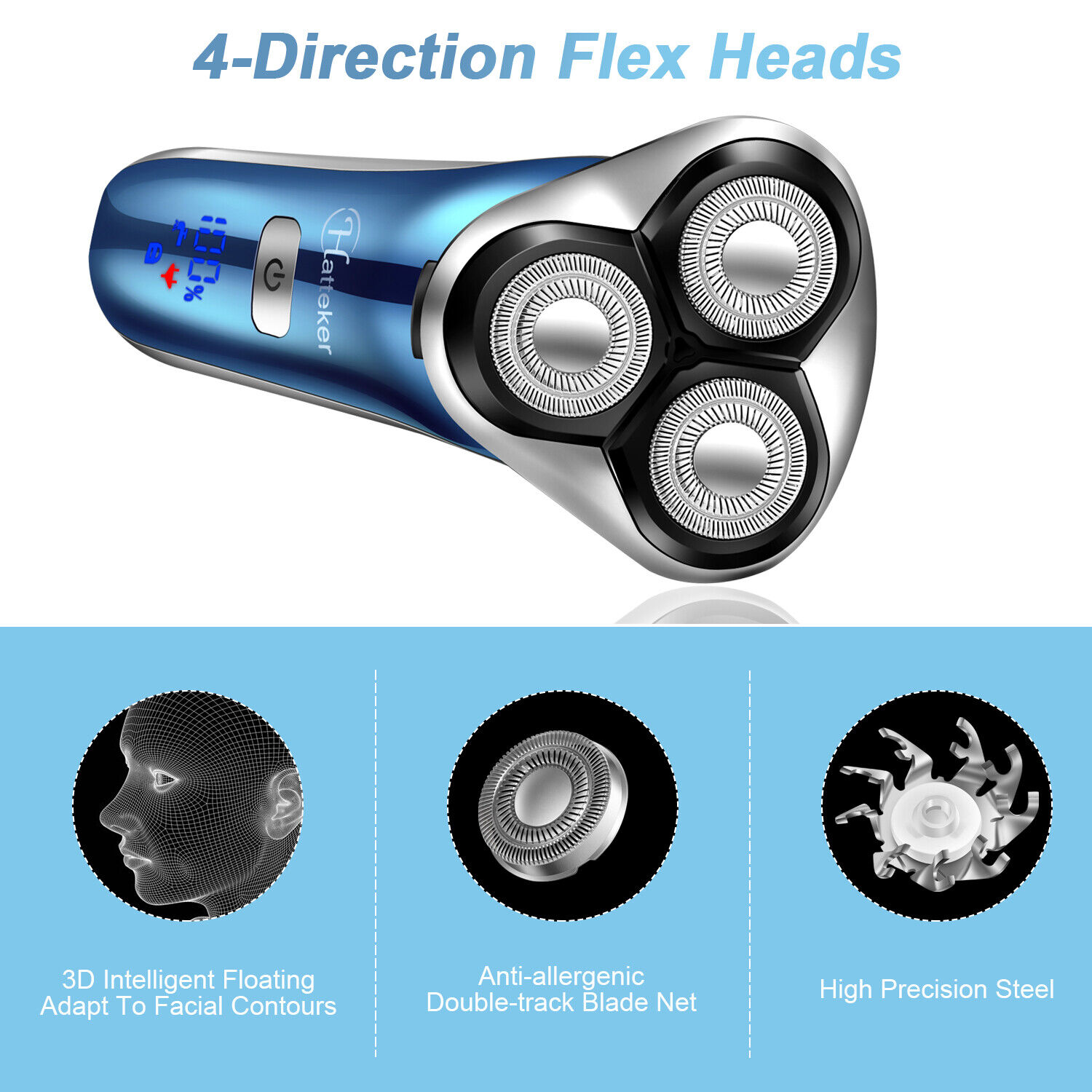 HATTEKER Rechargeable Wet & Dry Electric Razor