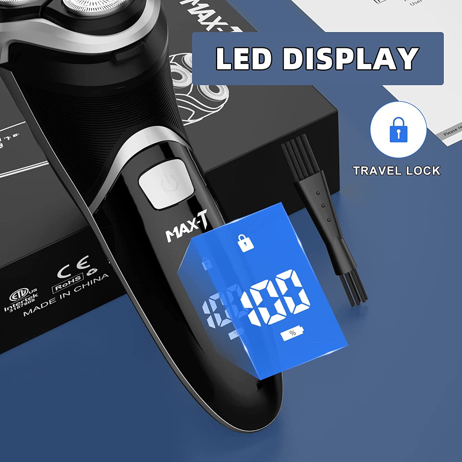 MAX-T Men's 3D Rotary Electric Shaver with Trimmer