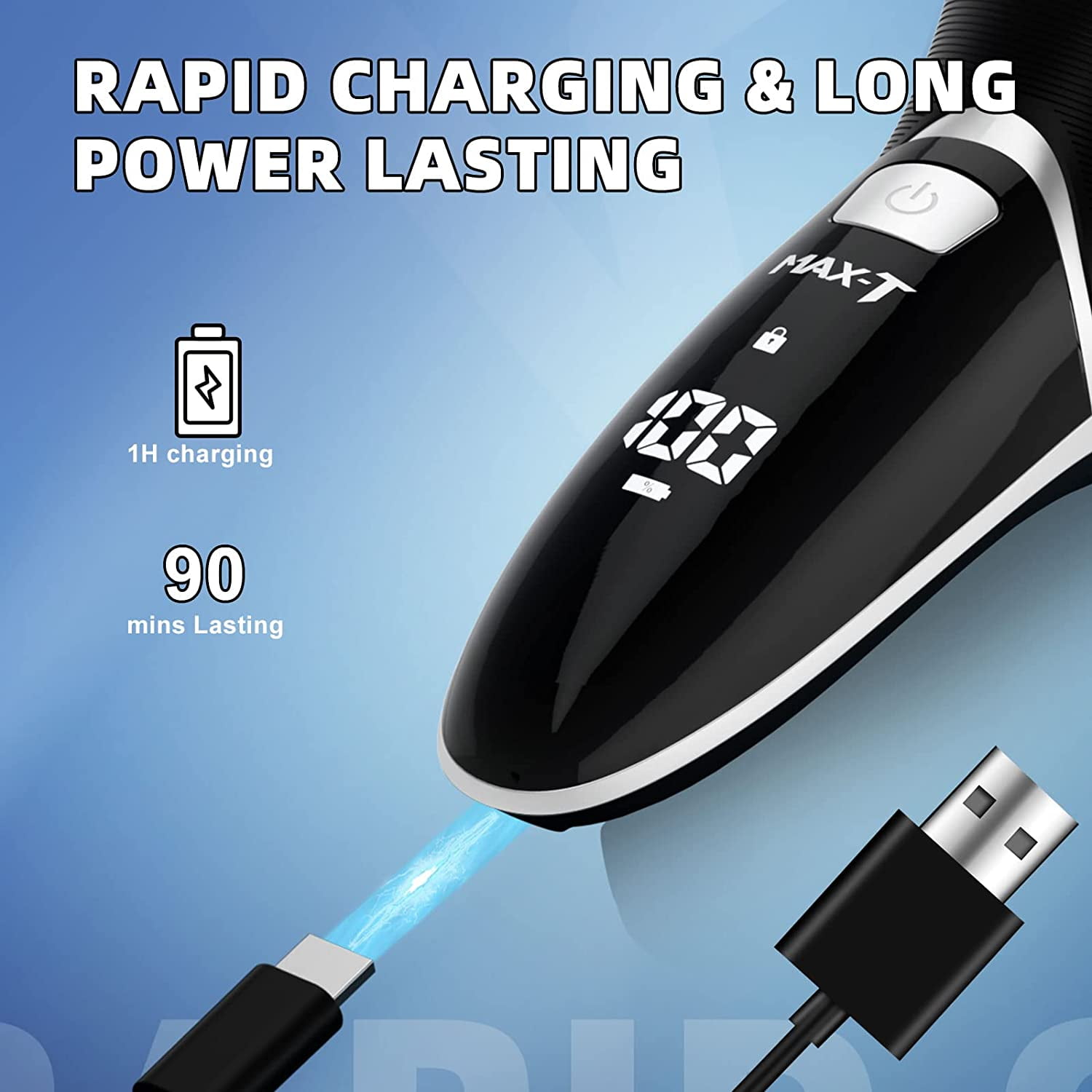 MAX-T Men's 3D Rotary Electric Shaver with Trimmer