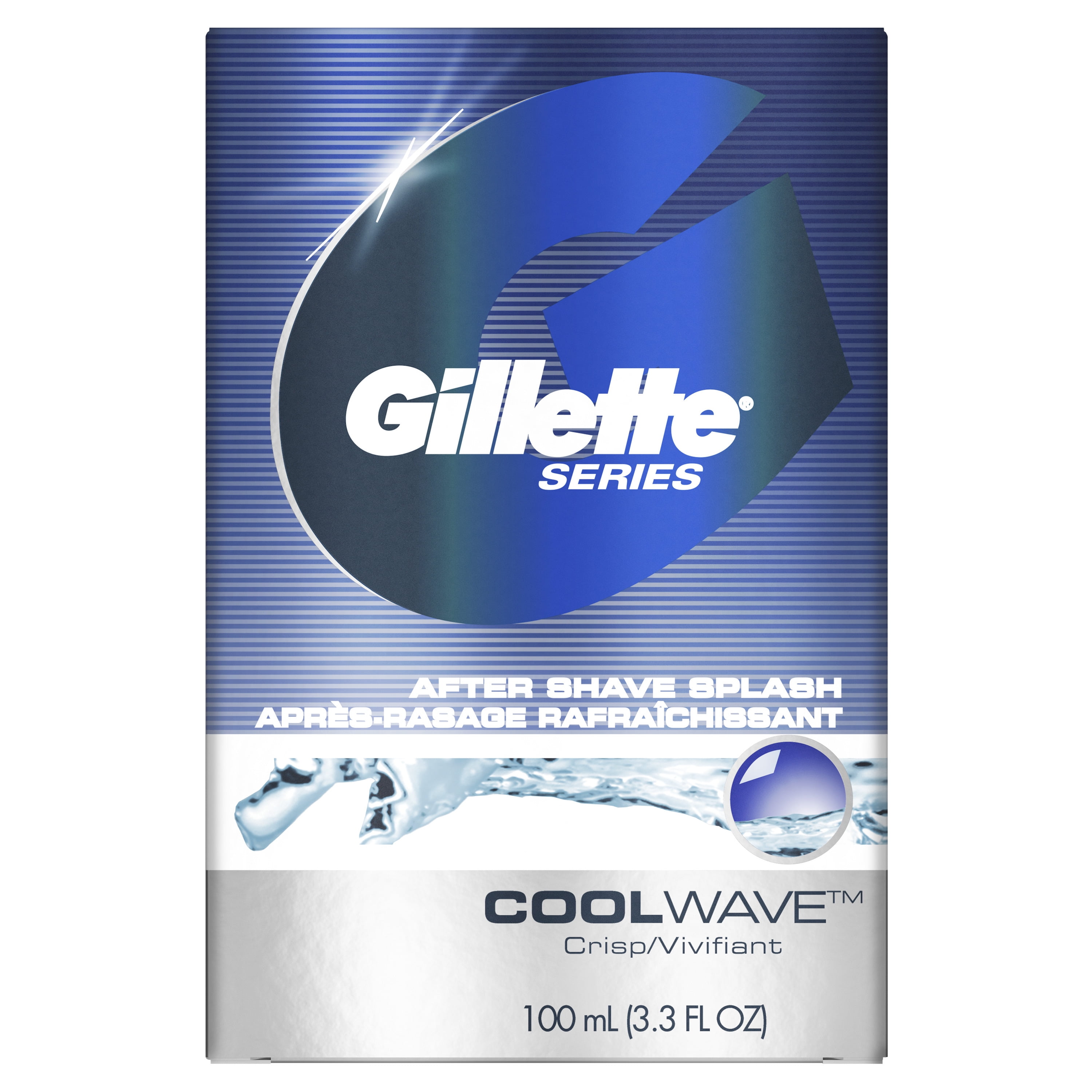 Gillette Cool Wave Aftershave Splash, 3.3 Fl Oz