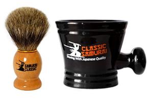 Samurai Premium Badger Shaving Brush and Mug Set