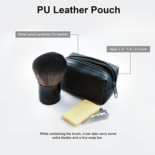 Travel-Friendly Mini Shaving Brush with Pouch
