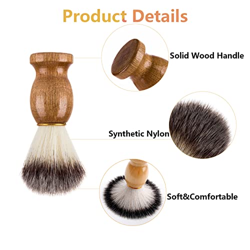 Men's Shaving Brush with Wooden Base and Nylon Hair